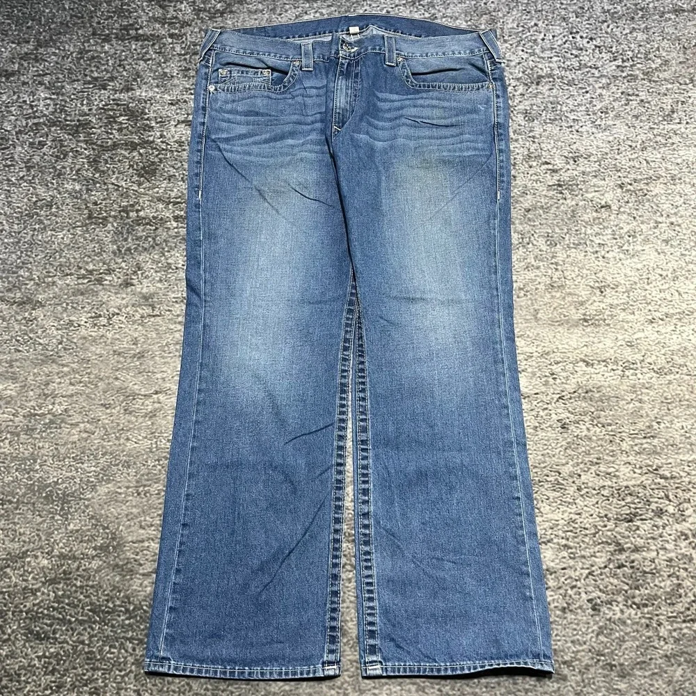 True Religion Jeans Mens 44x34 Blue Denim Straight Fit‎ Y2K Grunge
